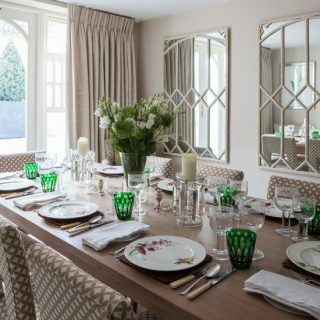 Salle à manger blanche et verte | Idées de décoration traditionnelle | Maisons & Jardins | Housetohome.fr