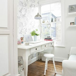 Бял домашен офис | Малък домашен офис | Класическо бюро | Изображение | Къща за дома