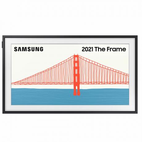 Samsung The Frame TV som visar en bild av Golden Gate Bridge