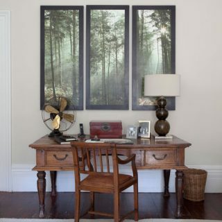 Domácí kancelář ve starožitném stylu | Nápad pro domácí kancelář | Dřevěný stůl | Obrázek | Housetohome