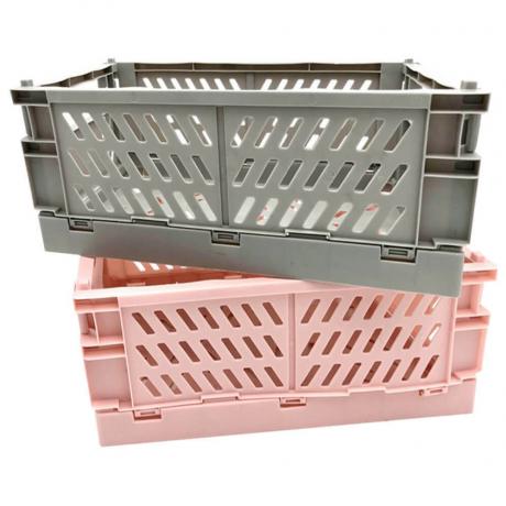 Caixas de armazenamento dobráveis ​​cinza e rosa: pacote com 2