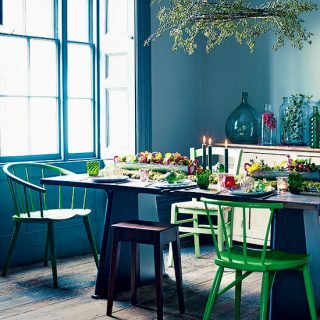 Teal és zöld karácsonyi ebédlő | Az étkező díszítése | Otthonok és kertek | Housetohome.co.uk
