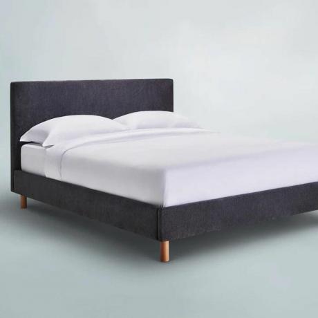 Mörkgrå sängram med matchande sänggavel