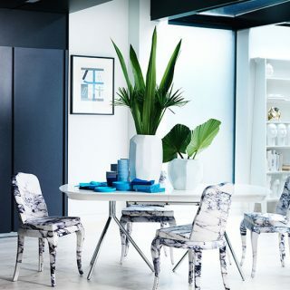 Ēdamistaba ar zilu marmora efektu | Ēdamistabas dekorēšana | Livingetc | Housetohome.co.uk