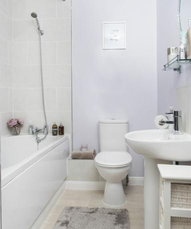 ライラック-紫のアクセサリー付きバスルーム