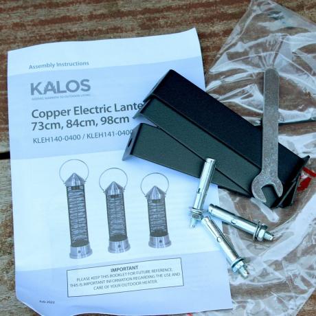 Kettler Kalos vara laternas terases sildītāja kronšteini un mini uzgriežņu atslēga