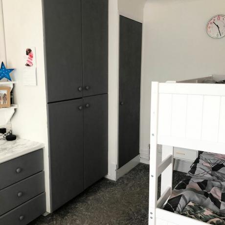 tonårs sovrum makeover målade garderober