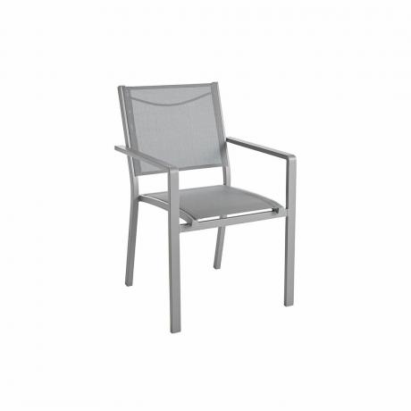 Įperkama pilka metalinė sodo kėdė