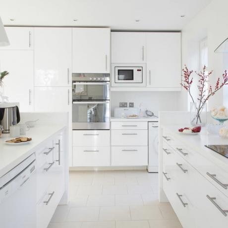 Baltos virtuvės idėjos - 22 švarios, ryškios ir nesenstančios schemos