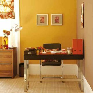Dīvains dzeltens mājas birojs | Biroja mēbeles | Dekorēšanas idejas | Attēls | Mājas māja