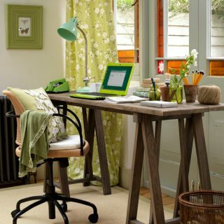 Zelena domača pisarna | Ideje za okrasitev domače pisarne | Pisalne mize | Slika | Hiša