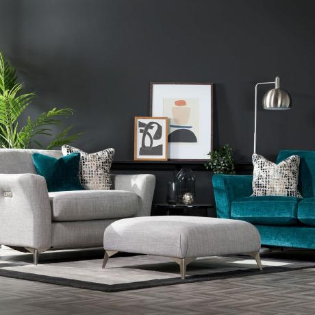 ScS x Ideal Home serie Maisy zitbanken in grijs en smaragd