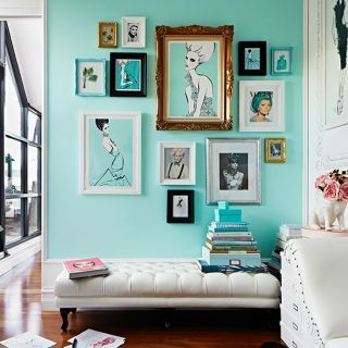 Tirkīza krāsas mājas birojs ar ādas osmaņu | Mājas biroja dekorēšanas idejas | Livingetc | Mājas māja