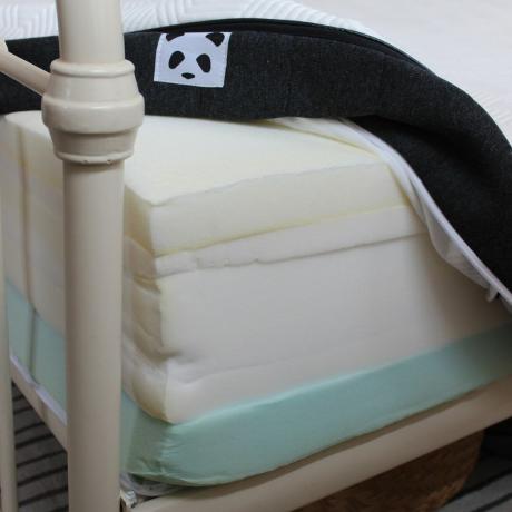 Närbild av lagren inuti en Panda-madrass
