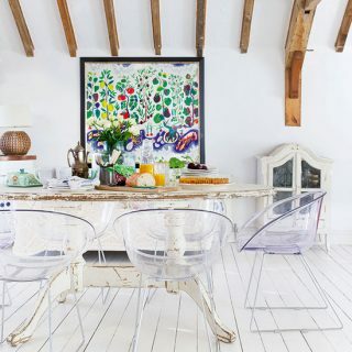 Ruang makan shabby-chic putih | Dekorasi ruang makan | 25 Rumah Cantik | Housetohome.co.uk
