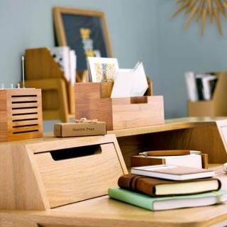Biuro domowe w stylu naturalnym | Biurko drewniane | Przechowywanie drewna | Obraz | Dom do domu